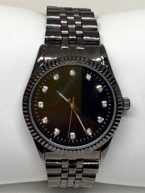 FMD black tone watch 35mm round case quartz analog adjustable running